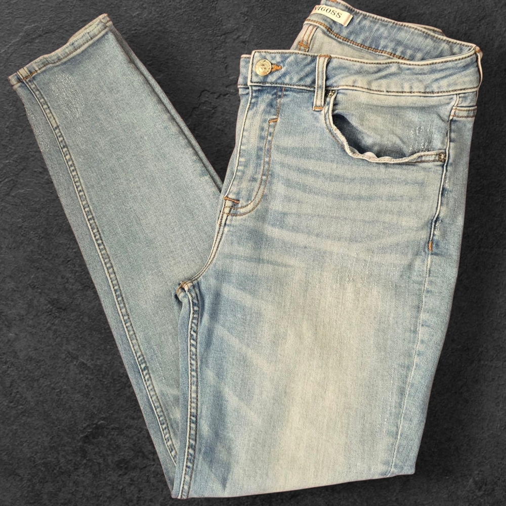 Vigoss Marley Skinny Lightly Distressed Women's  Light Blue Jeans Sz 30